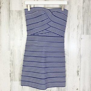 Pleasure Doing Business Blue Striped Bandage Mini Bodycon Dress